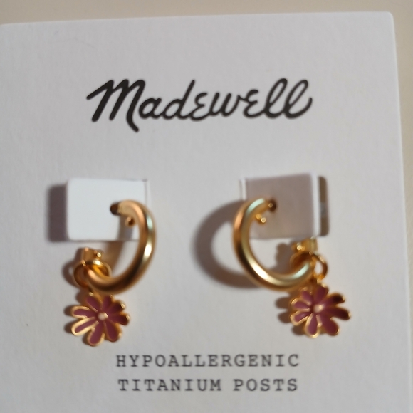 ❤️Madewell❤️ Daisy Enamel Small Hoop Earrings 💥💥 - Picture 2 of 9